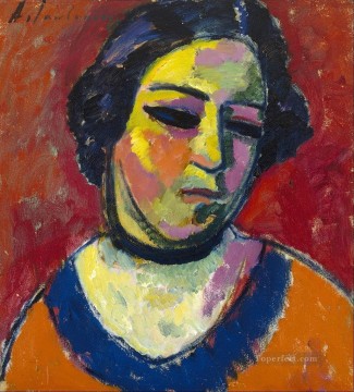 有名な要約 Painting - 女性の肖像画 1912 アレクセイ・フォン・ヤウレンスキー 表現主義